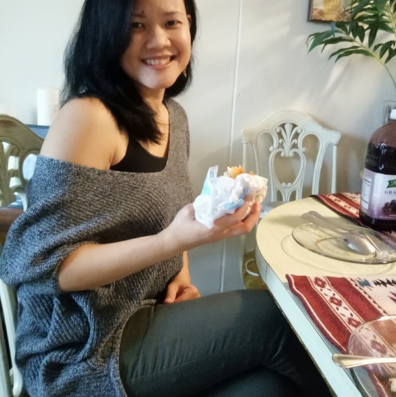 Express Tops - Express oversized grey cotton knitted top sweater XS